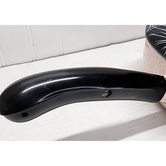 1950's Vintage Serendipity Spaghetti String Pink & Black Abstract Enamel Skillet - Picture 7 of 16